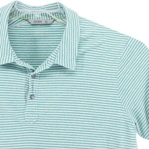 Tasc Performance Mens XXL Air Stretch Polo Green Stripe Bamboo Golf Short Sleeve